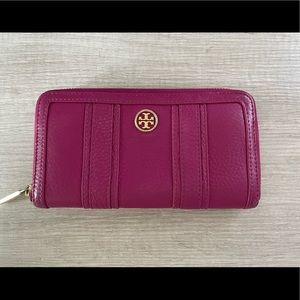 Tory Burch Pink Continental Leather Wallet